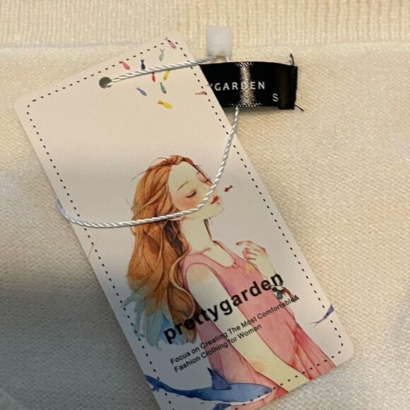 Pretty Garden Colorblock Sweater Mini Dress Cream Tan Knit S - Picture 9 of 10